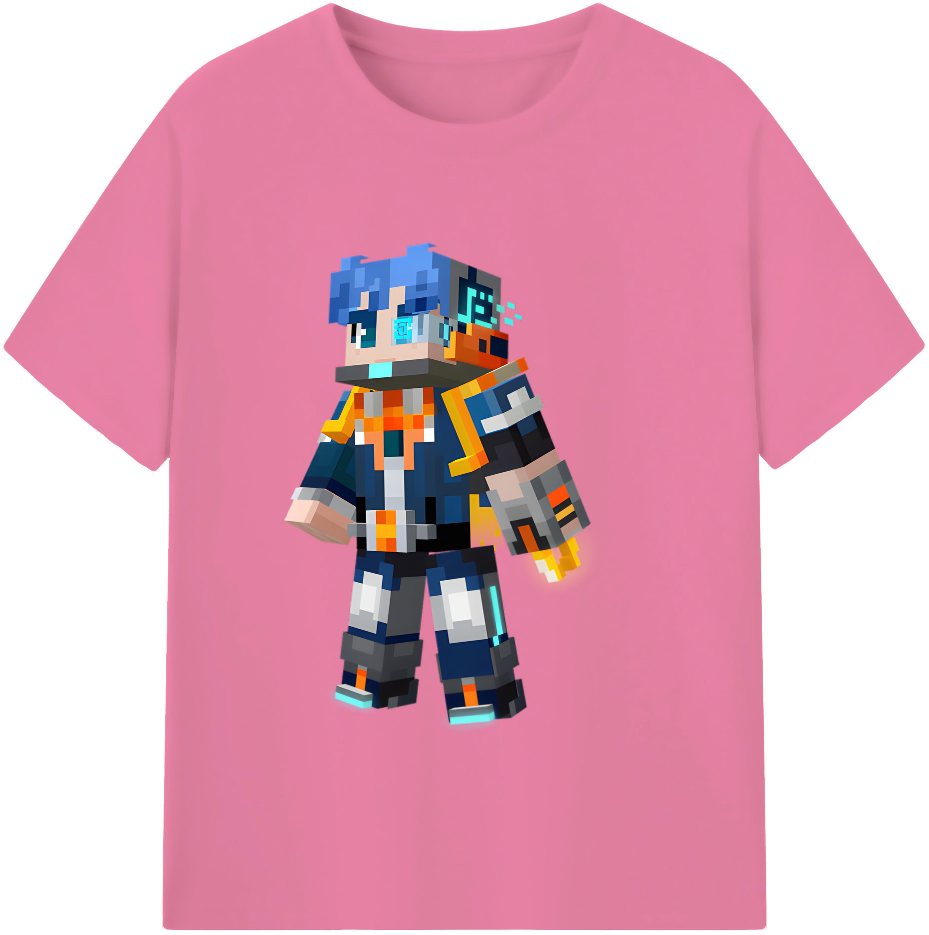 （画像用） マインクラフト ブロックの世界 Minecraft MC Block world 綿100％半袖Tシャツ（フロントプリント）
